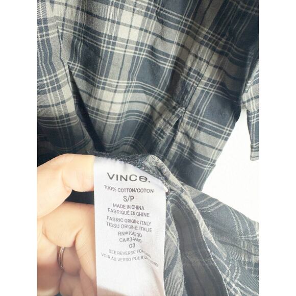 Vince Plaid Easy Pullover Cotton Cocoon Shirt Dress Small Green Lagenlook - Picture 6 of 13